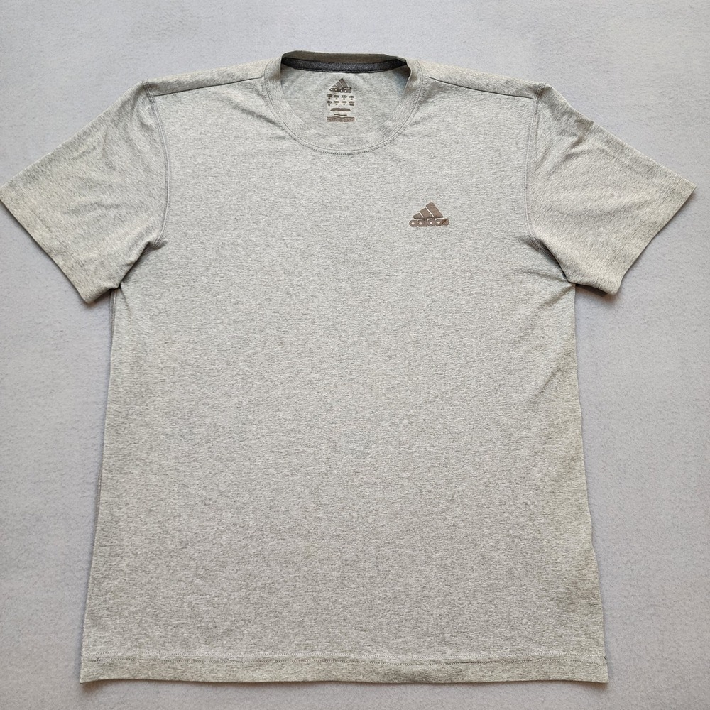 Adidas Climalite Mens Short Sleeve T-Shirt Heather Grey Performance Tee L